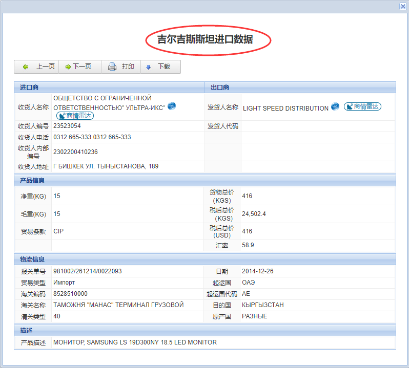 吉尔吉斯斯坦海关数据_吉尔吉斯斯坦采购商名录